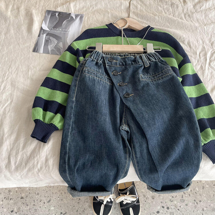 Baby Kid Boys Solid Color Jeans Wholesale 221013297