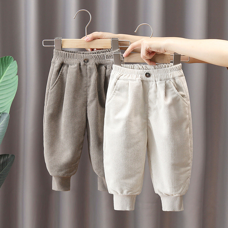 Baby Kid Boys Solid Color Muslin&Ribbed Pants Wholesale 221206438