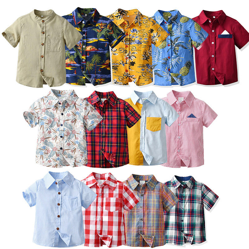 Baby Kid Boys Solid Color Striped Checked Bow Birthday Party Shirts Wholesale 934612078