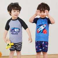 Baby Kid Boys Striped Car Cartoon Print Beach Swimwears Wholesale 220606356
