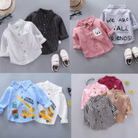 Baby Kid Boys Striped Cartoon Print Shirts Wholesale 230228123