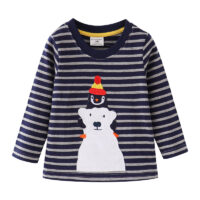 Baby Kid Boys Striped Cartoon Print Tops Wholesale 22112514