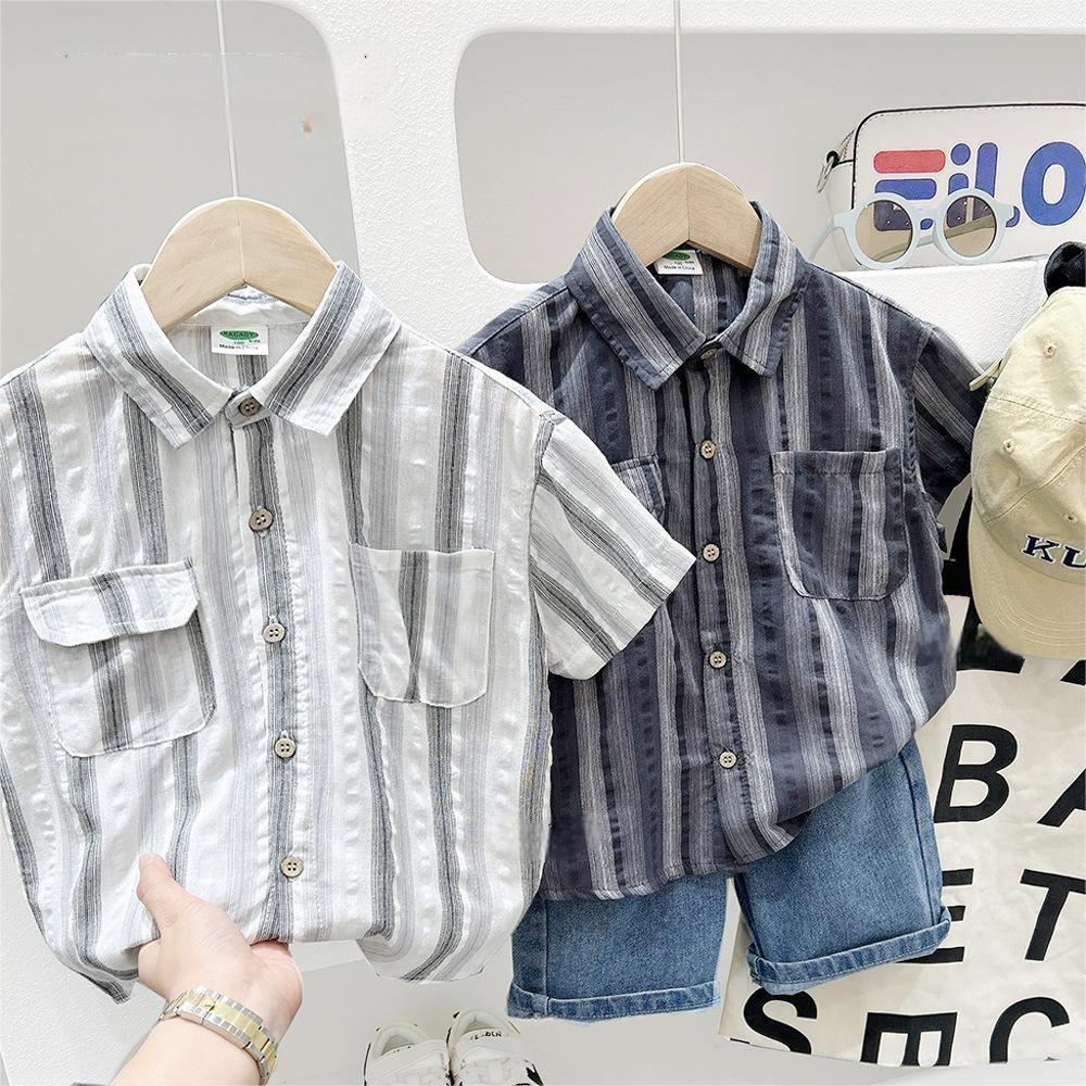 Baby Kid Boys Striped Color-blocking Shirts Wholesale 25040390