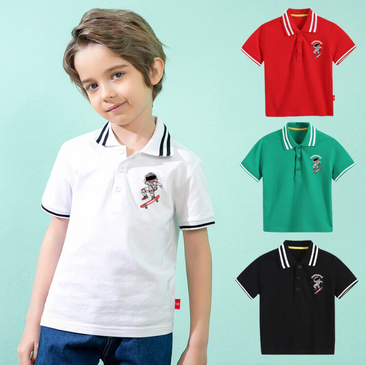 Baby Kid Boys Striped Print Polo Shirts Wholesale 220330680