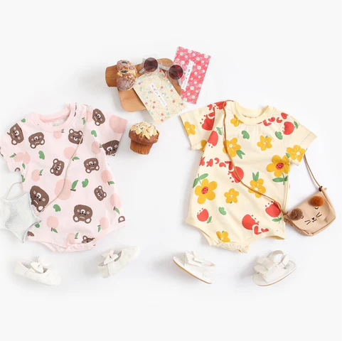 Baby Kid Girls Boys Animals Cartoon Plant Print Rompers Wholesale 220322342