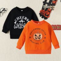 Baby Kid Girls Boys Letters Cartoon Print Halloween Hoodies Swearshirts Wholesale 23090682