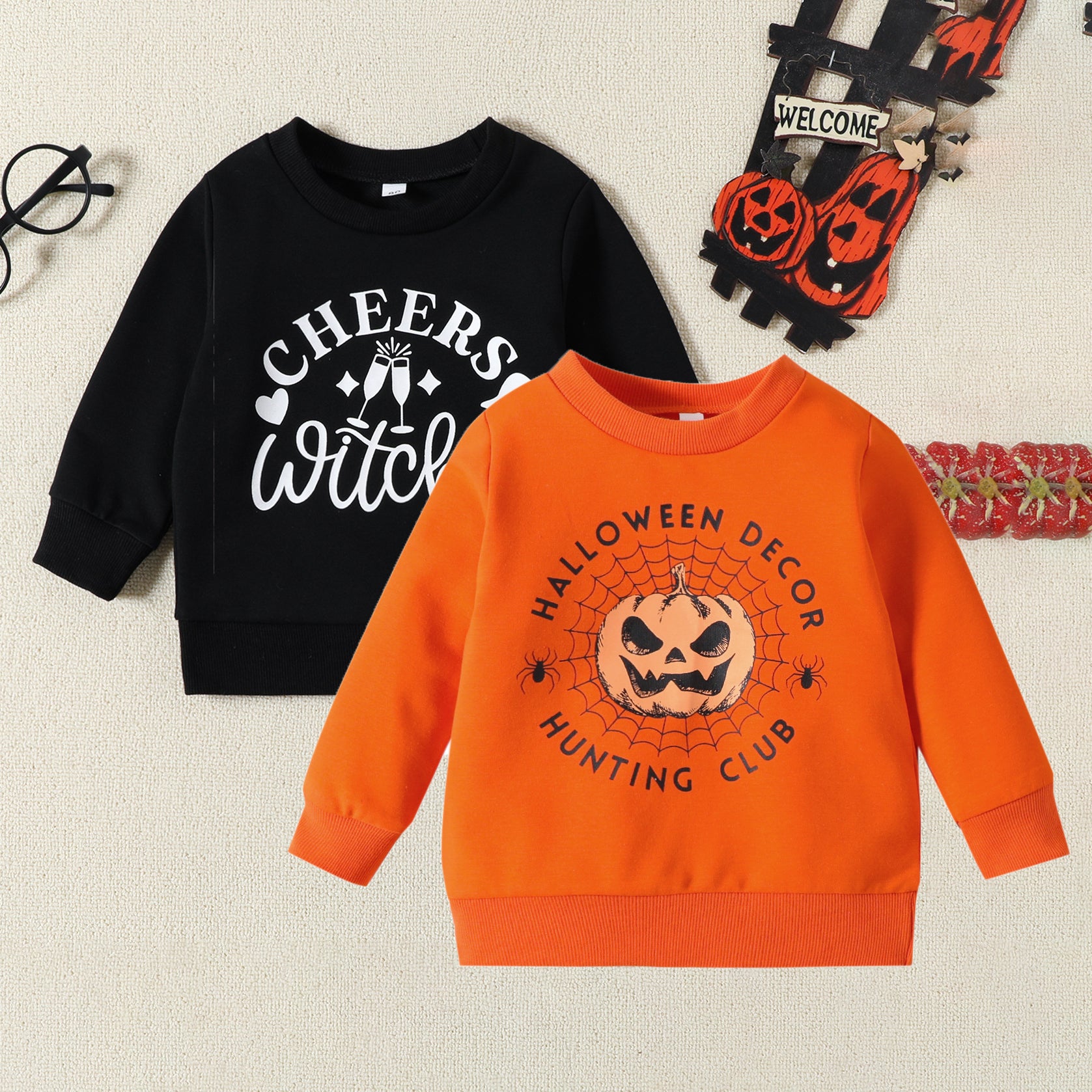 Baby Kid Girls Boys Letters Cartoon Print Halloween Hoodies Swearshirts Wholesale 23090682