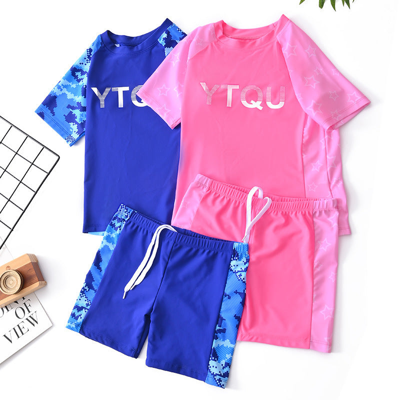 Baby Kid Girls Boys Letters Color-blocking Beach Swimwears Wholesale 24040905