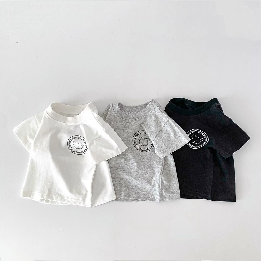 Baby Kid Girls Boys Solid Color Cartoon Print T-Shirts Wholesale 25040331