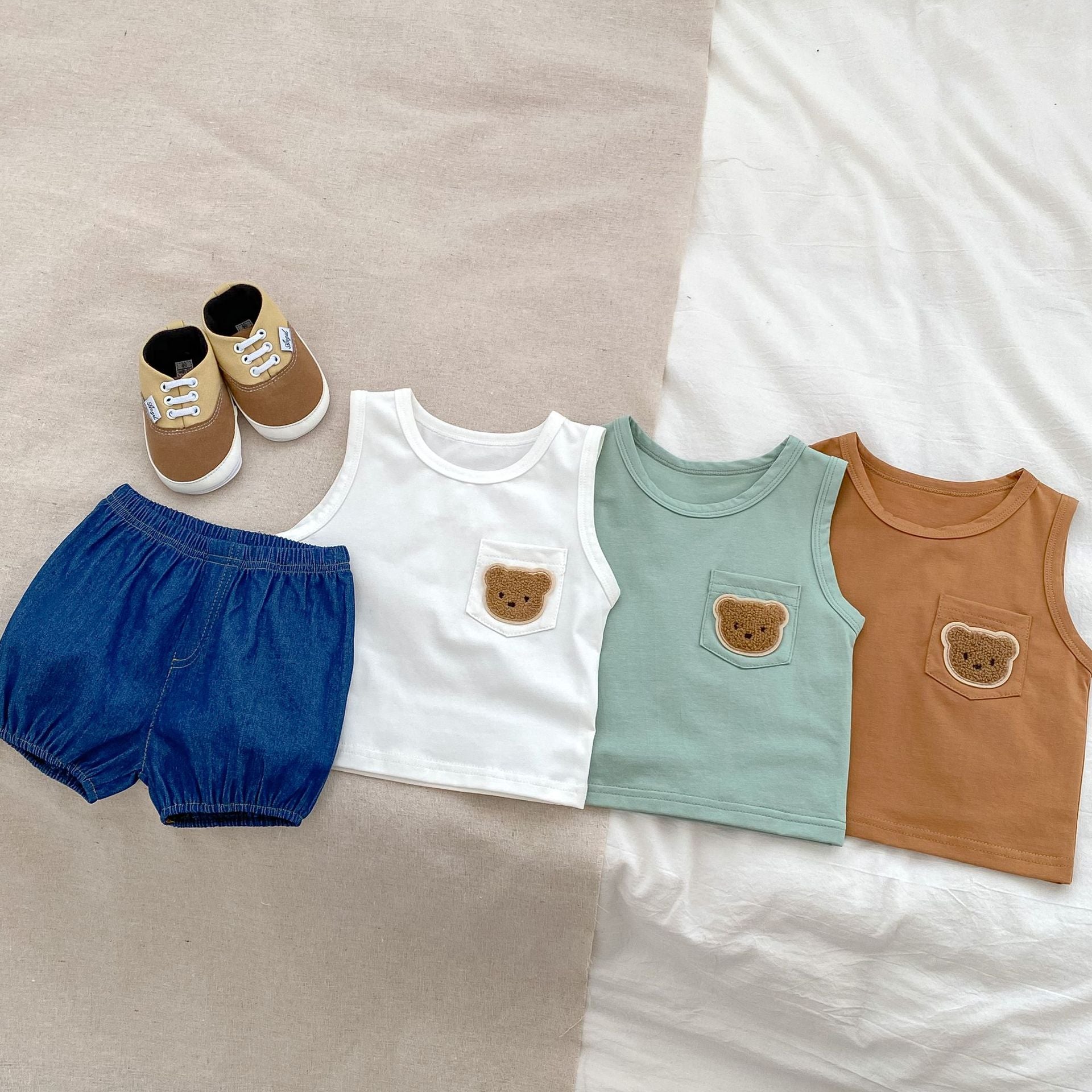 Baby Kid Girls Boys Solid Color Cartoon Tank Tops Wholesale 230712170