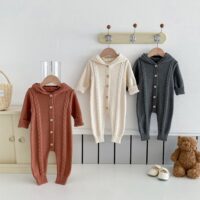 Baby Kid Girls Boys Solid Color Crochet Jumpsuits Wholesale 240802361