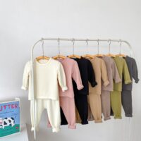 Baby Kid Girls Boys Solid Color Tops Pants Sleepwears Wholesale 240913117