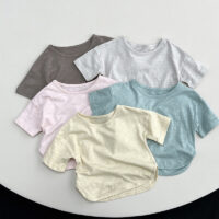 Baby Kid Girls Boys Solid Color Tops Wholesale 24080226