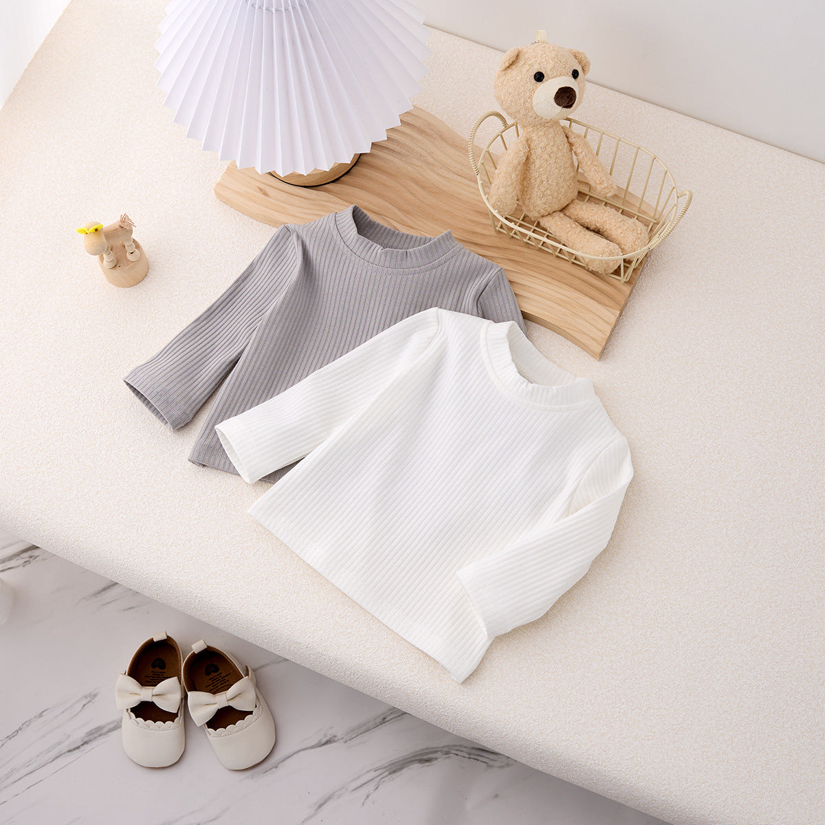 Baby Kid Girls Boys Solid Color Tops Wholesale 25022775