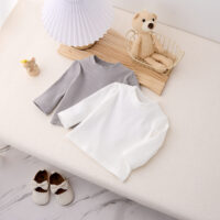 Baby Kid Girls Boys Solid Color Tops Wholesale 25022775