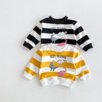 Baby Kid Girls Boys Striped Cartoon Print Tops Wholesale 240802214
