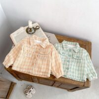 Baby Kid Girls Checked Jackets Outwears Wholesale 240913209