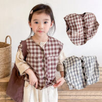 Baby Kid Girls Checked Vests Waistcoats Wholesale 220418290