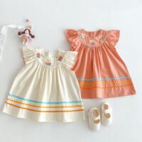 Baby Kid Girls Color-blocking Cartoon Embroidered Dresses Wholesale 25050882