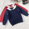 Baby Kid Girls Color-blocking Crochet Sweaters Wholesale 221011483