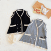 Baby Kid Girls Color-blocking Crochet Vests Waistcoats Knitwear Wholesale 22060815