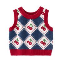Baby Kid Girls Color-blocking Fruit Crochet Vests Waistcoats Wholesale 221025187