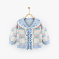 Baby Kid Girls Flower Cartoon Crochet Cardigan Wholesale 220819256
