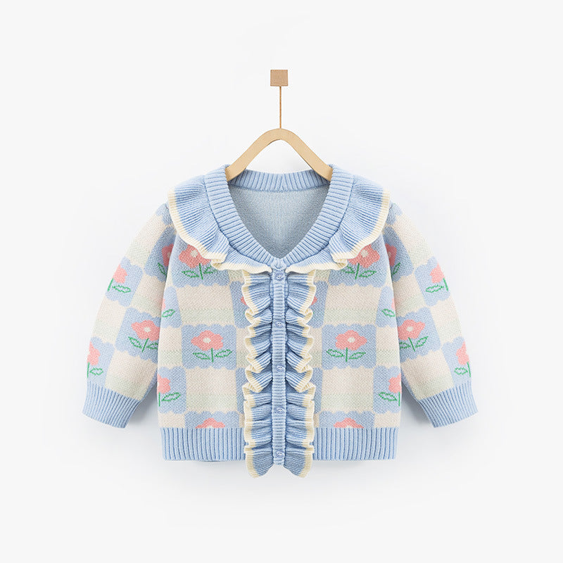 Baby Kid Girls Flower Cartoon Crochet Cardigan Wholesale 220819256
