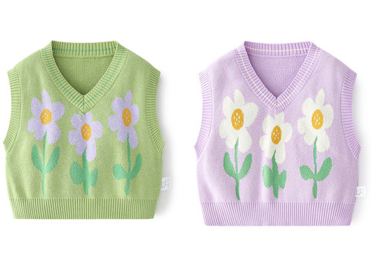Baby Kid Girls Flower Crochet Vests Waistcoats Knitwear Wholesale 220817199