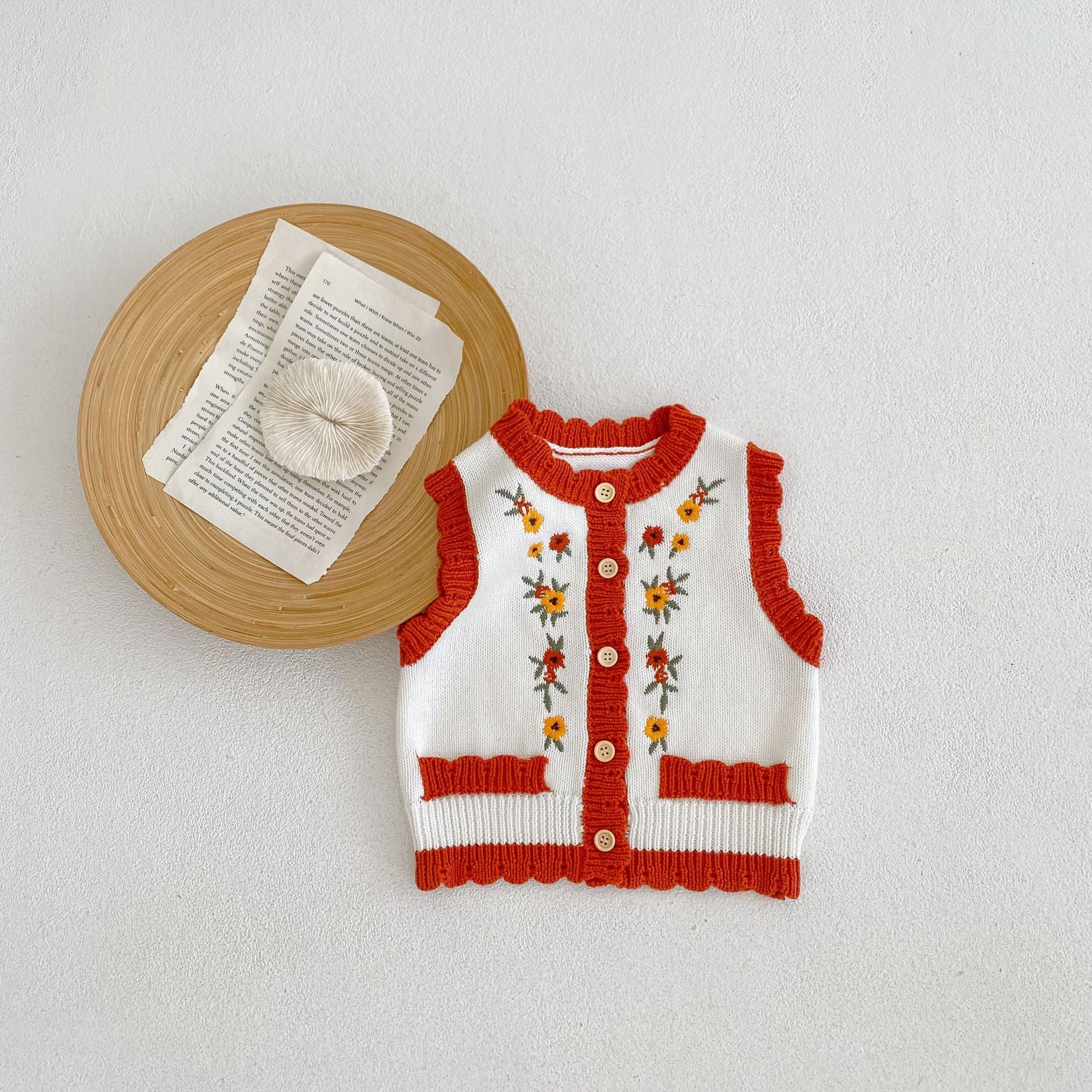 Baby Kid Girls Flower Crochet Vests Waistcoats Wholesale 221202358