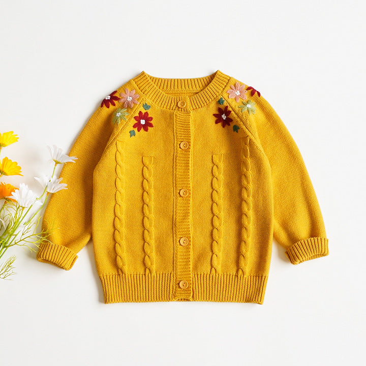 Baby Kid Girls Flower Embroidered Cardigan Wholesale 221107208