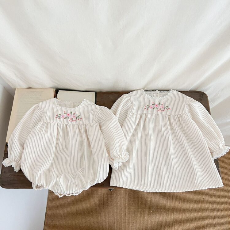 Baby Kid Girls Flower Embroidered Rompers Dresses Wholesale 240802231
