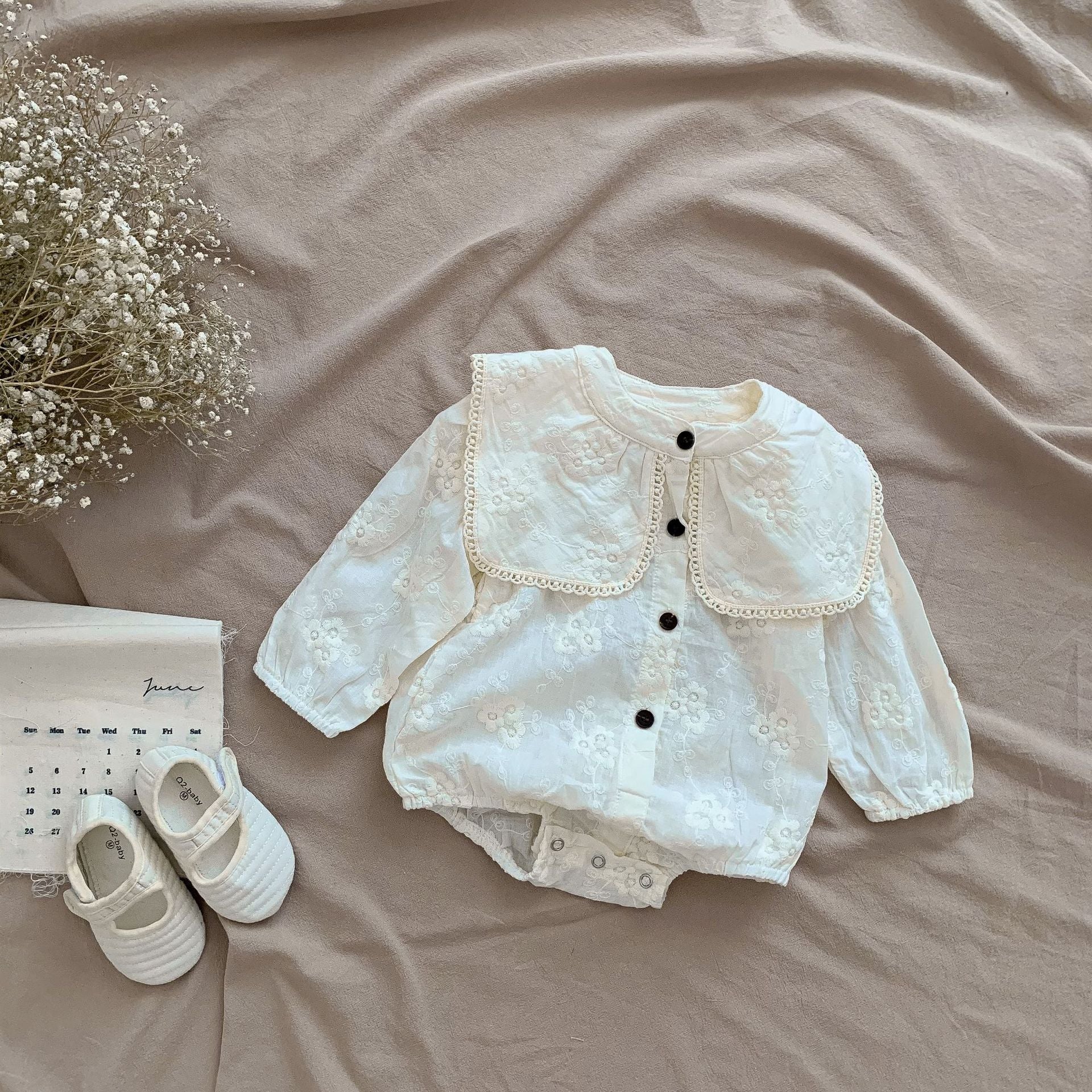 Baby Kid Girls Flower Embroidered Rompers Wholesale 220815271