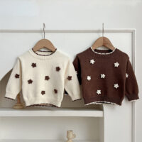 Baby Kid Girls Flower Embroidered Sweaters Wholesale 24091323