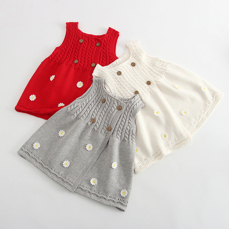 Baby Kid Girls Flower Knitwear Dresses Wholesale 22120681