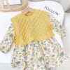 Baby Kid Girls Flower Print Dresses And Solid Color Vests Waistcoats Knitwear Wholesale 211125451