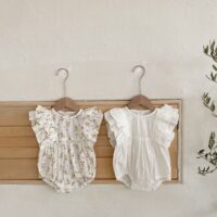 Baby Kid Girls Flower Print Rompers Wholesale 220513215