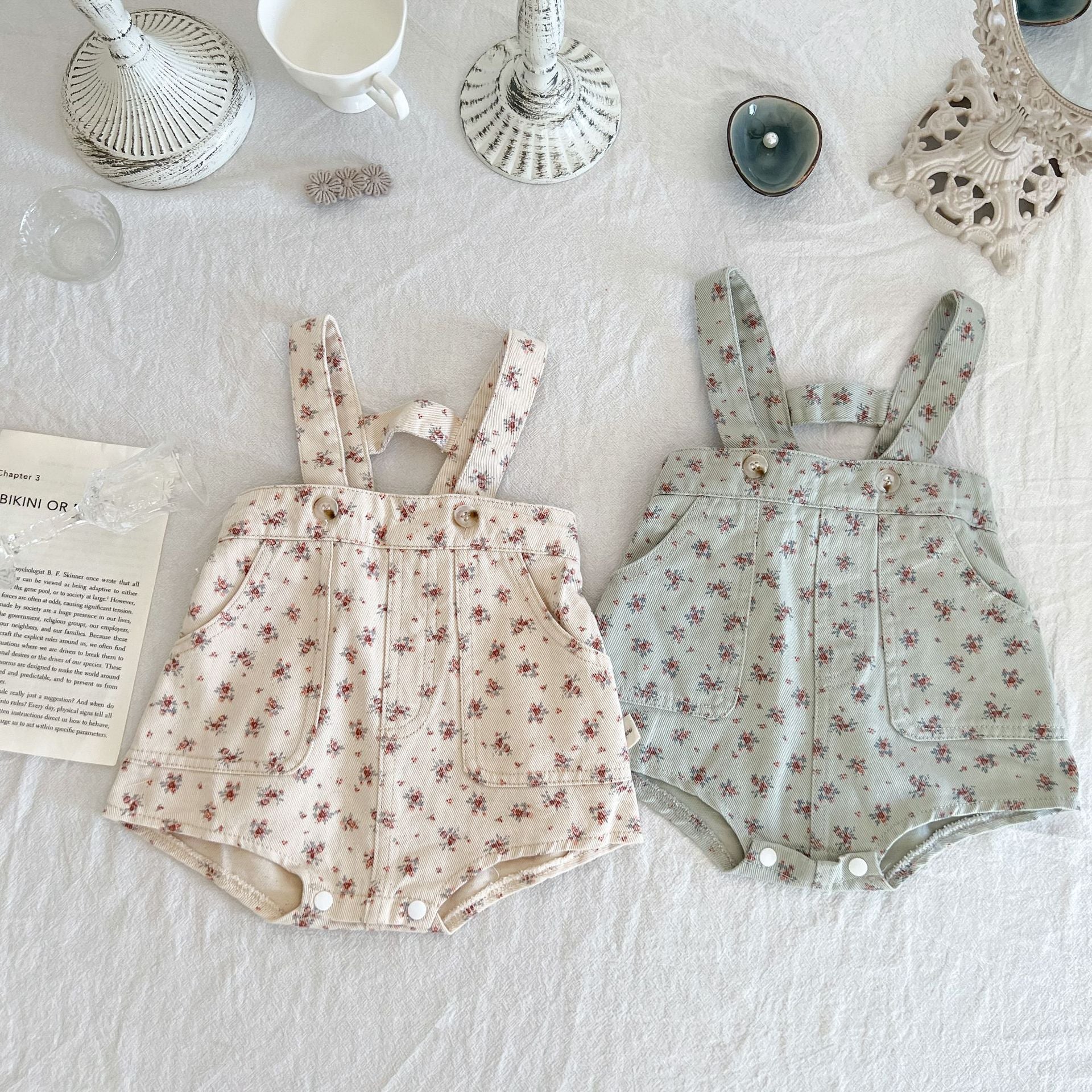 Baby Kid Girls Flower Print Rompers Wholesale 220811312