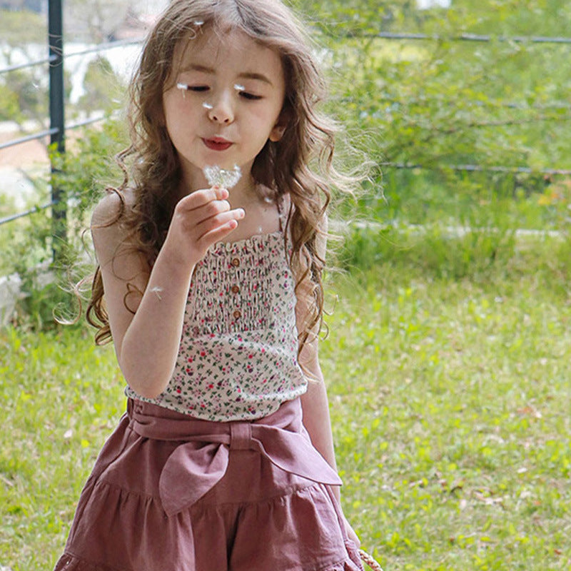 Baby Kid Girls Flower Print Tank Tops Wholesale 220322192