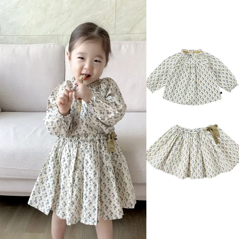 Baby Kid Girls Flower Print Tops And Skirts Wholesale 230302411