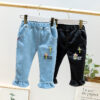 Baby Kid Girls Letters Bow Embroidered Jeans Wholesale 23010579