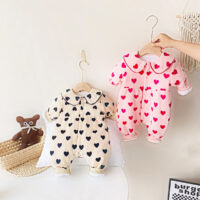Baby Kid Girls Love heart Print Valentine's Day Jumpsuits Wholesale 060210456