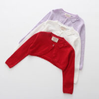 Baby Kid Girls Solid Color Bow Cardigan Knitwear Wholesale 22120636