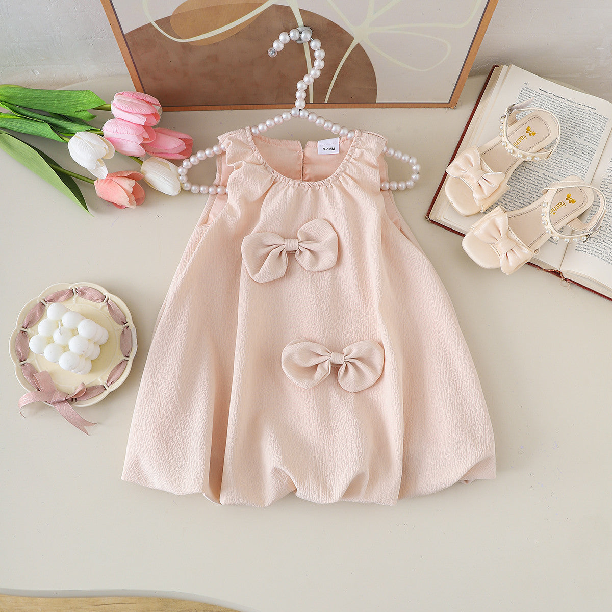 Baby Kid Girls Solid Color Bow Dresses Wholesale 25070853