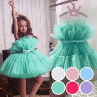 Baby Kid Girls Solid Color Bow Dressy Dresses Princess Dresses Wholesale 230302112