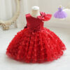Baby Kid Girls Solid Color Bow Dressy Princess Dresses Wholesale 230413302