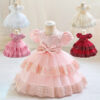 Baby Kid Girls Solid Color Bow Dressy Princess Dresses Wholesale 230803218