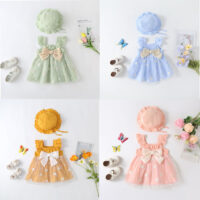 Baby Kid Girls Solid Color Butterfly Bow Dresses Wholesale 23032694