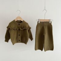 Baby Kid Girls Solid Color Cardigan Knitwear Wholesale 230208355