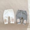 Baby Kid Girls Solid Color Checked Pants Wholesale 23101976